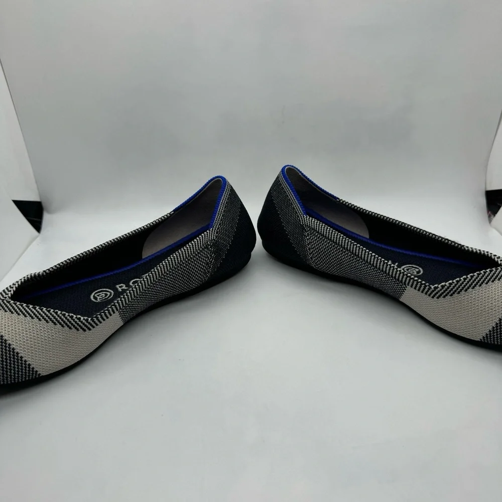 Rothy's THE FLAT Shoes Size 7.5 Retired Buffalo Plaid Round Cap Toe Slip On - Picture 4 of 11